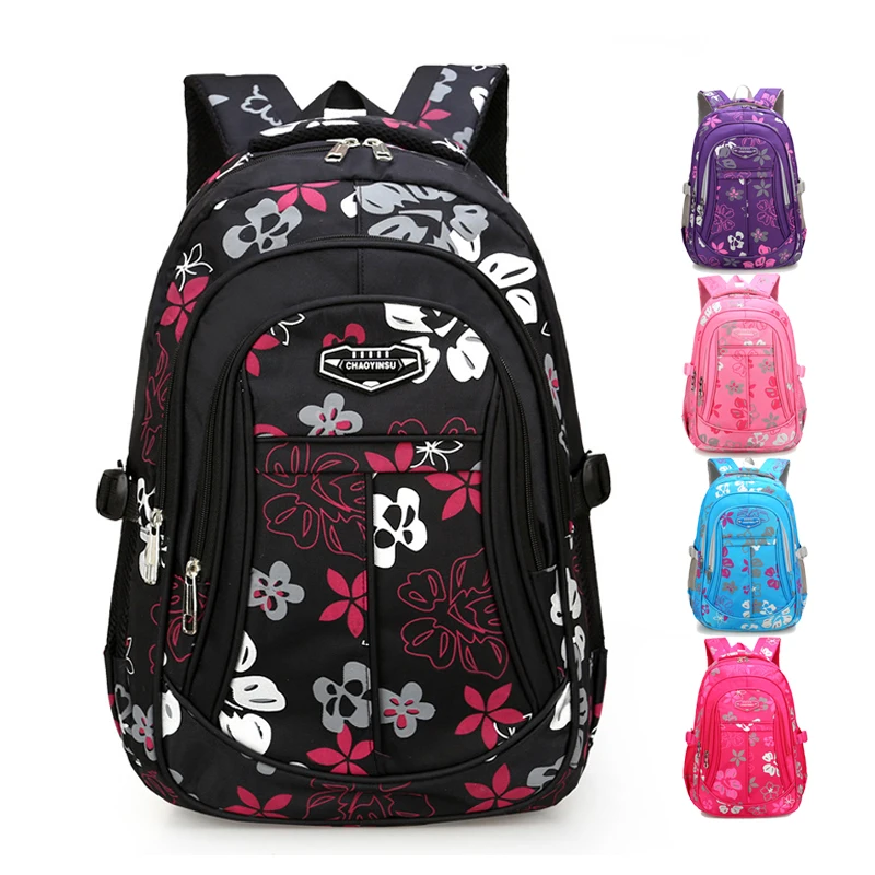 cheap Kids School Bags For Girls Children 2018 Flower Printing Backpacks Shoulder Bag Primary School Bag Black Bolsa Escolar