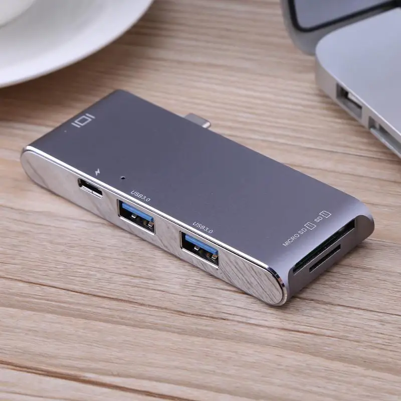 Usb-с 3.1 до 2 USB 3.0 HUB + SD/TF Card Reader с 4 К HDMI Порты и разъёмы + PD зарядки Порты и разъёмы Многофункциональный Card Reader Алюминий сплав