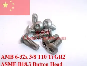 

Titanium screws 6-32x3/8 Button Head Torx T10 Driver Ti GR2 Polished 50 pcs