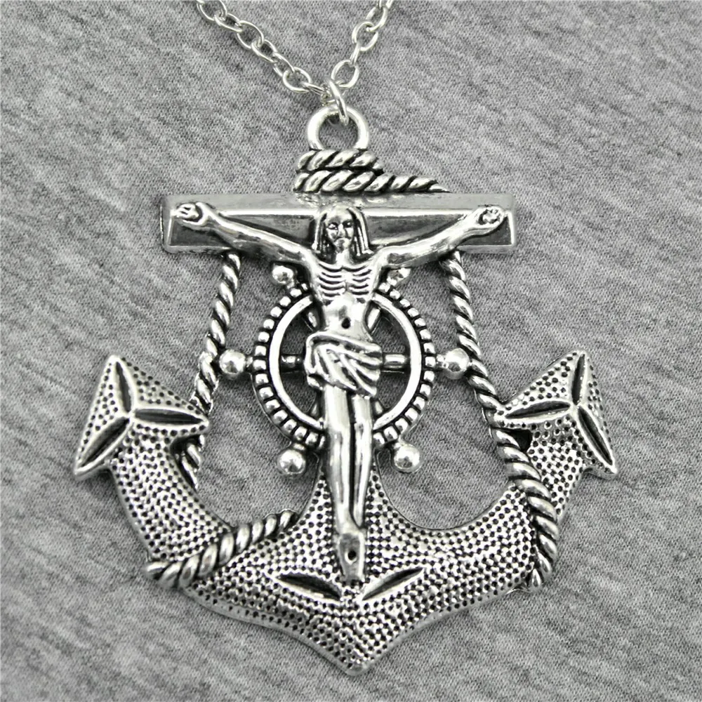 WYSIWYG 63x60mm Jesus Anchors Pendant Necklace, Fashion Jewelry Gift