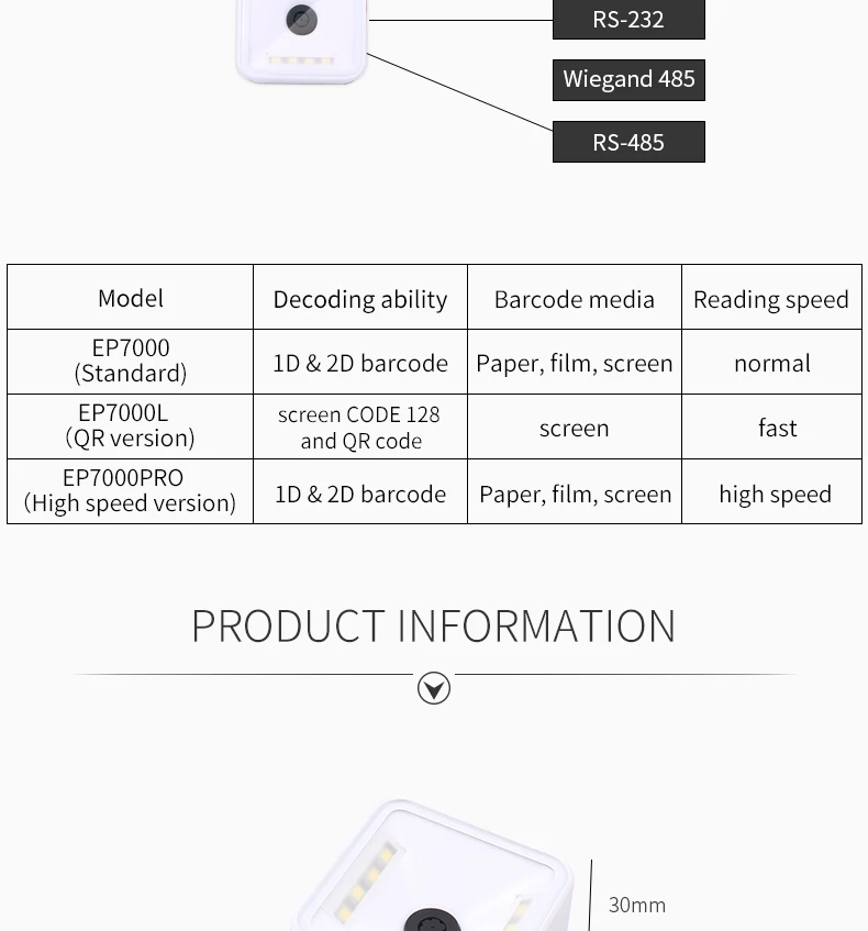 Scanner de Código de Barras Controle de Acesso Chegam Novas High-end Mini 2d - 1d qr Fixo Montagem Led Vermelho Ep7000 11 barras controle de acesso led vermelho