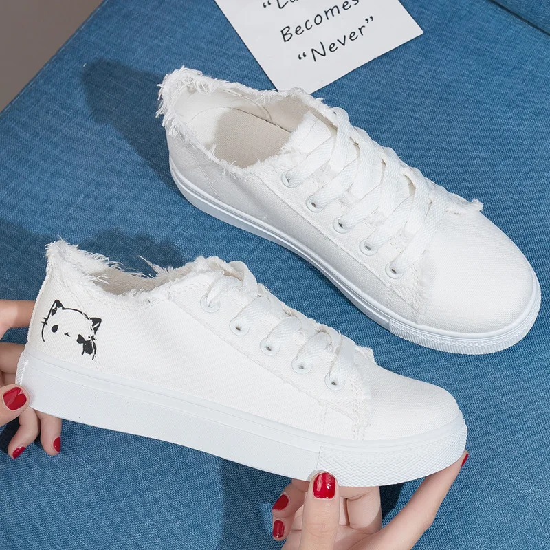 

Bsaket Femme 2018 Spring Autumn New Arrival Casual Shoes Women Lace-up Canvas Shoes Fashion Shallow Solid Black White Shoes