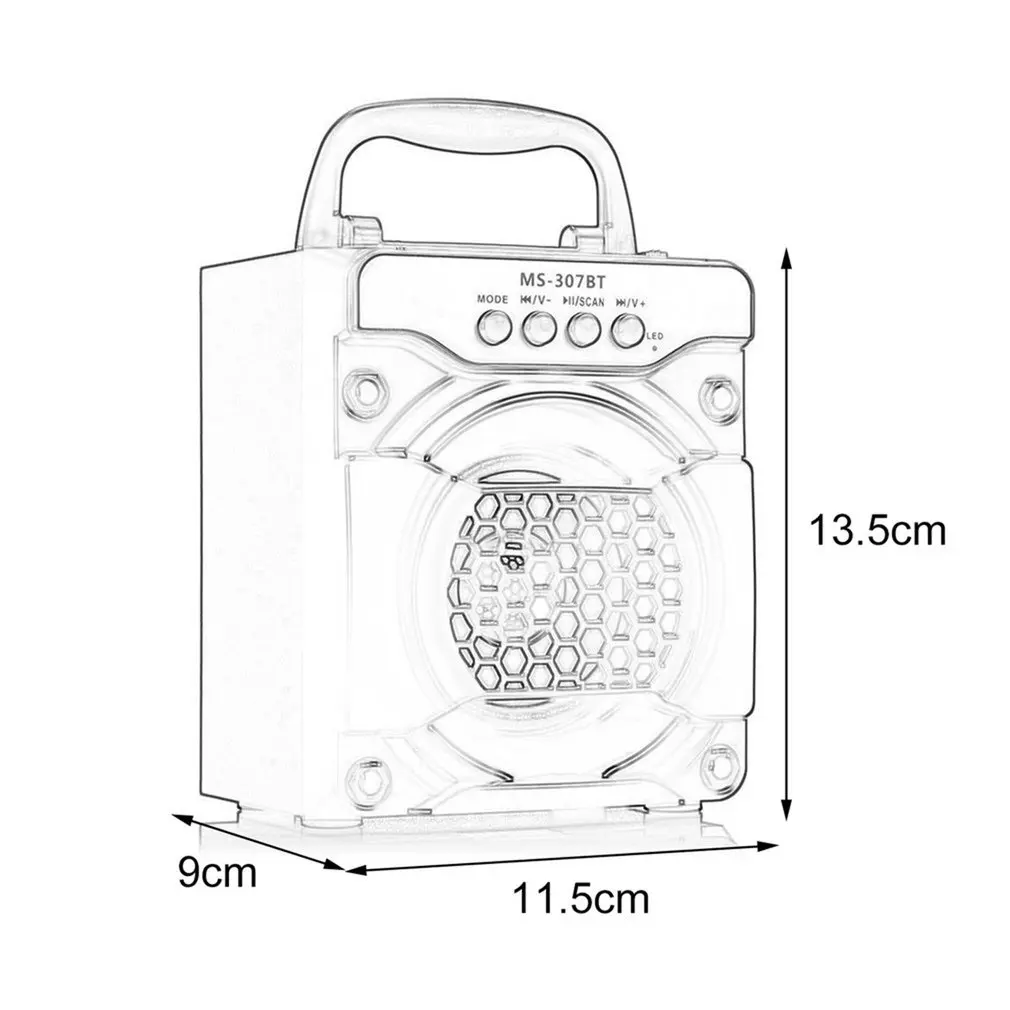 MS-307BT Портативный Беспроводной Bluetooth Динамик с светодиодный свет AUX USB2.0 Поддержка TF карты для использования в помещении и на улице