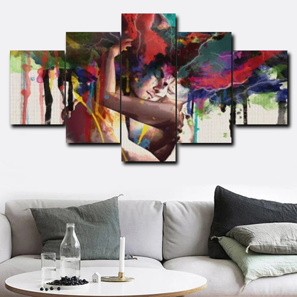 

Laeacco Canvas Calligraphy Painting Watercolor Sexy Couple Figure Posters and Prints HD Wall Art For Home Living Room Decoration