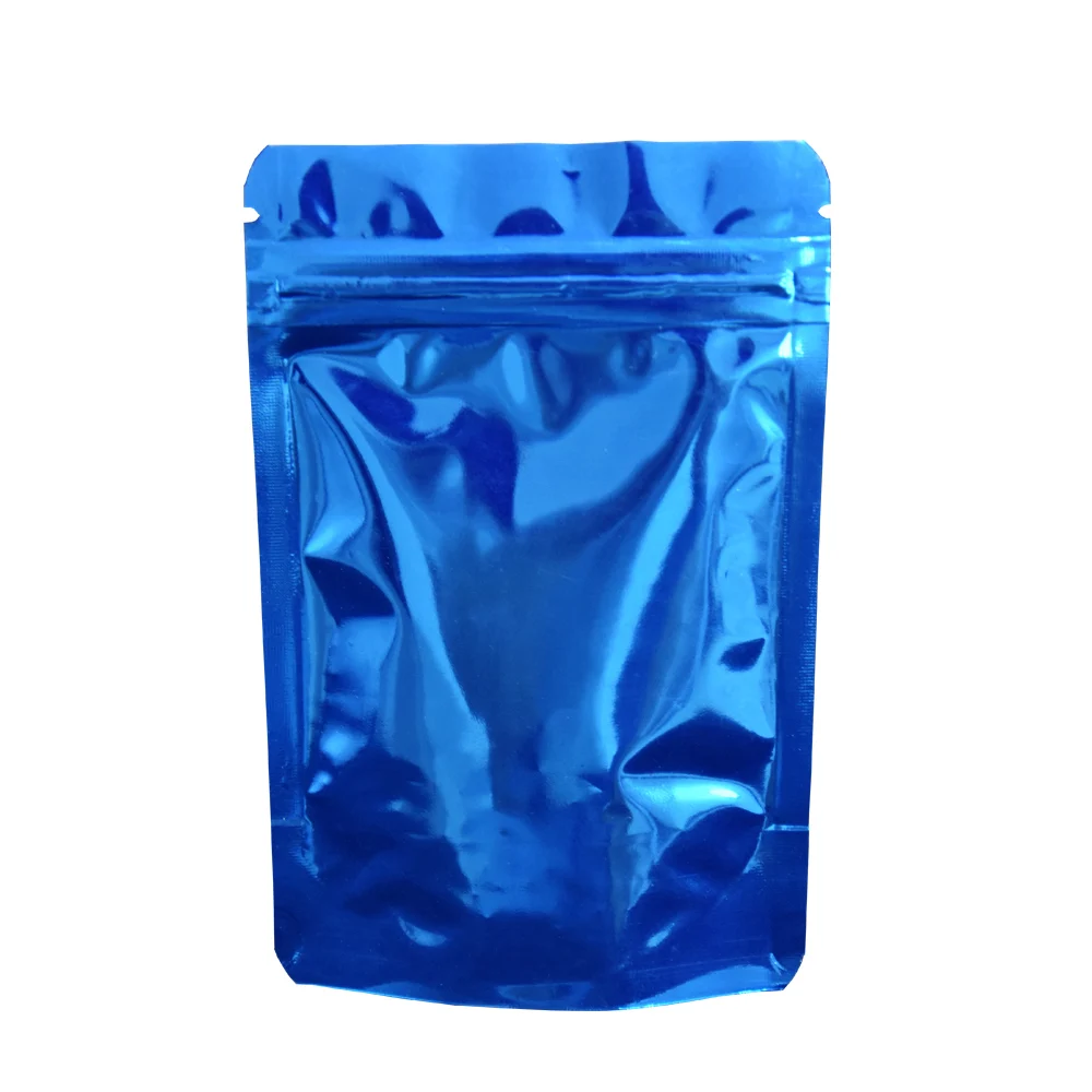 

8.5x13cm Self Sealing Blue Colored Stand Up Aluminum Foil Pouch Zip Lock Pacakge Bag Zipper Snack Beans Packing Mylar Pouches