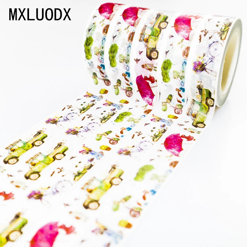 Японский Васи клейкие ленты набор цветной Sticky записки коробку декоративные клей маскирующая бумажная лента DIY канцелярские