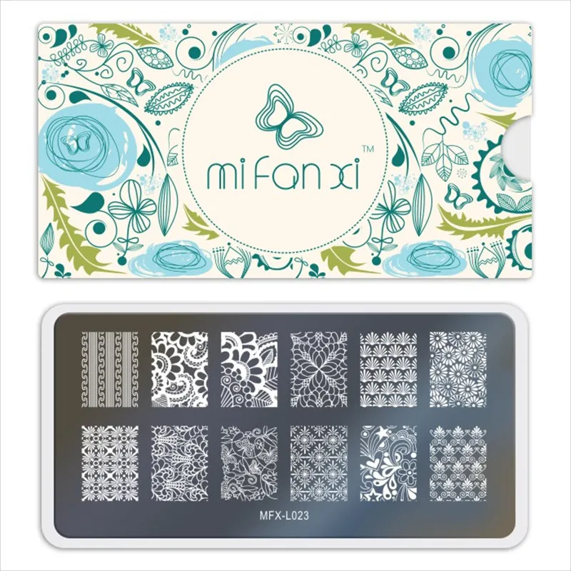 MiFanXi 12*6cm Flame Flower Rectangle Nail Stamping Plates Template