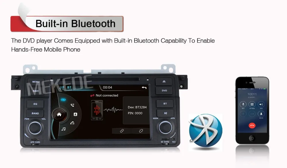 Excellent MEKEDE Factory Price 1 Din Car radio for BMW/E46 M3 car DVD screen e46  With GPS Bluetooth Radio RDS USB Steering wheel 27