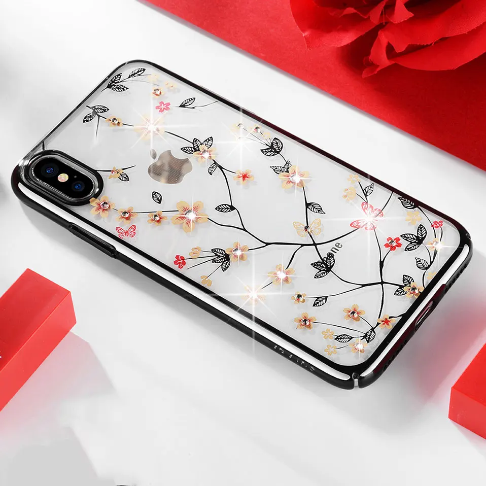 Phone Case For iPhone X 7 8 6 Plating and diamond transparent shell Plus Covers Funda 6s Capa |