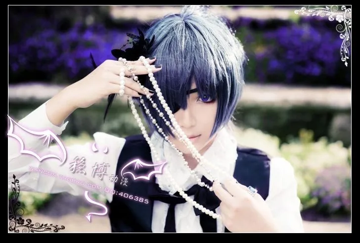 Черный Дворецкий Косплей Ciel Phantomhive cos вечерние костюмы на Хэллоуин полный комплект 7в1(очки+ рубашка+ юбка+ галстук+ головной убор цветок+ жилет+ шорты