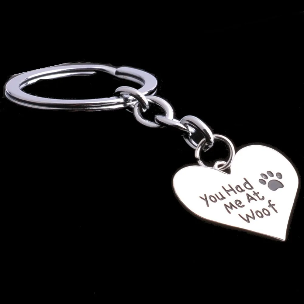 Посеребренные брелоки Bespmosp с надписью You Had At Woof животные кошка собака лапа