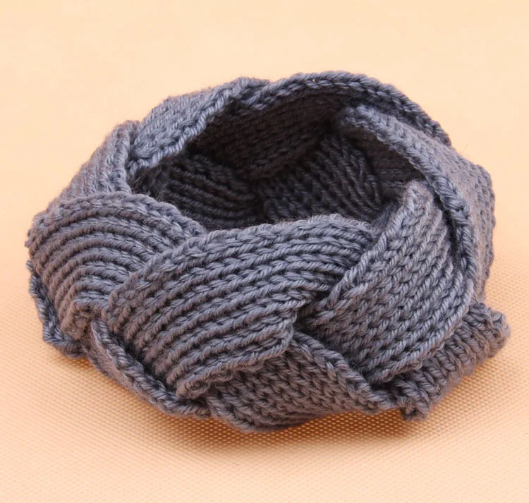 Модная женская вязанная крючком вязаная повязка на голову зимняя теплая повязка для волос мягкая тесьма - Цвет: gray