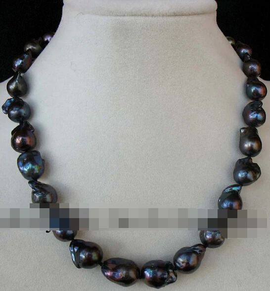 

FREE SHIPPING free shupping 08149 freshwater pearl black reborn keshi necklace 17" # HOT sell