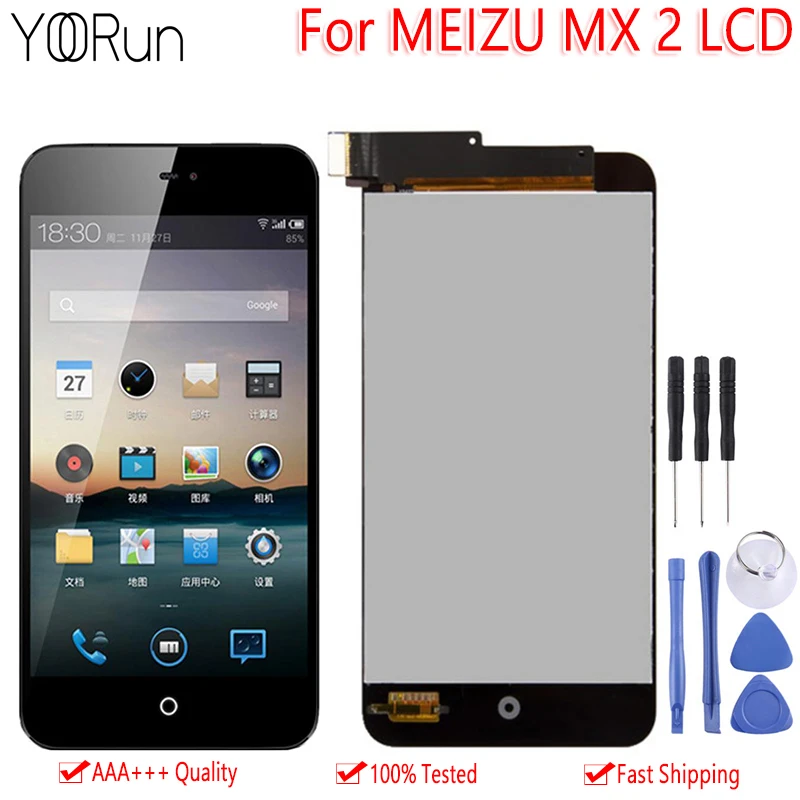 

4.4" Original AAA For MEIZU MX 2 MX2 M040 LCD Display Touch Screen Digitizer Assembly Replacement Black Color Free Tools
