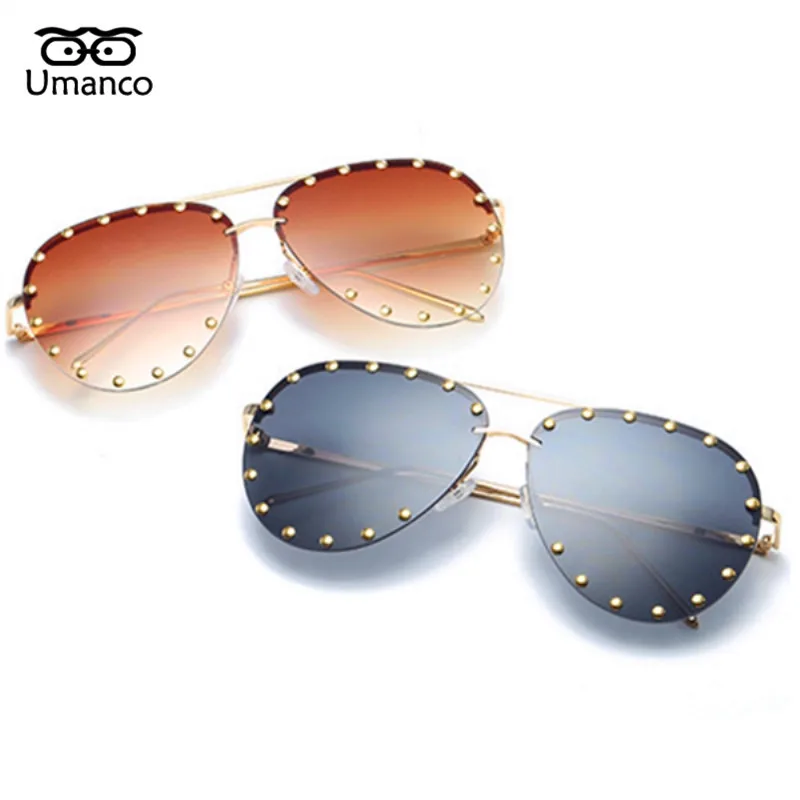 

Umanco 2019 New Oversized Pilot Sunglasses For Women Men Alloy Frame PC Lens Vintage Fashion Brand Beach Travel Accessories Gift