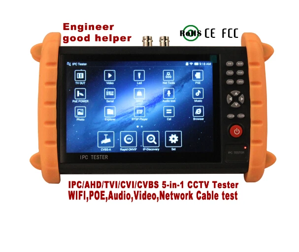 CCTV Тестер для HD IP/AHD/CVI/TVI/CVBS 5 в 1 WI FI 1080 P управление PTZ PoE 48 В DC12V DC5V Выход питания