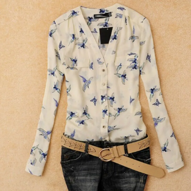 Hot Sale 2016 font b Women b font Chiffon font b Blouses b font Button Long