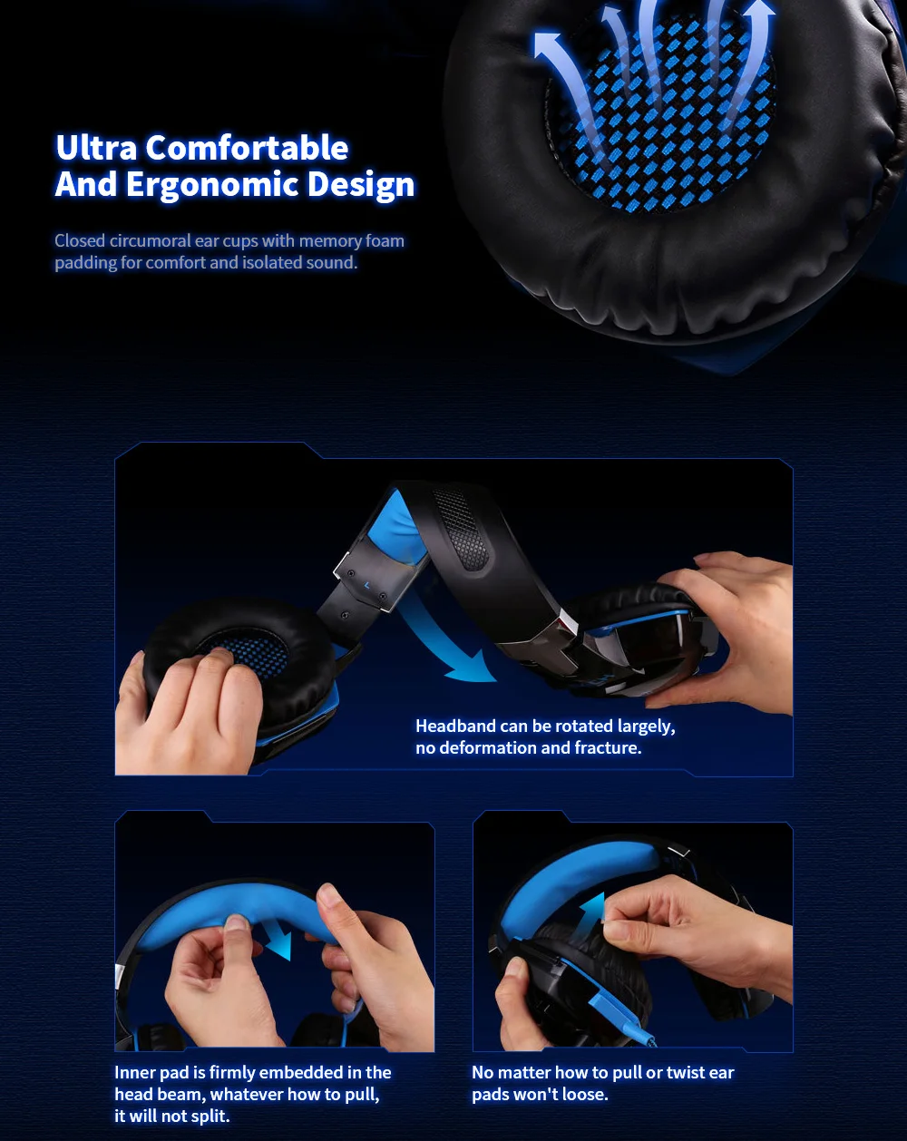 EACH G2000 Gaming Headset Stereo Sound Noise Reduction 2.2m Wired Headphone with Microphone for PC Game