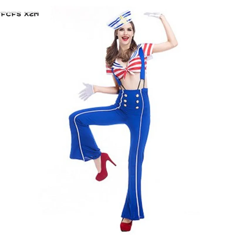 Halloween Sailor suit Costumes for Women Female suspenders Navy uniform