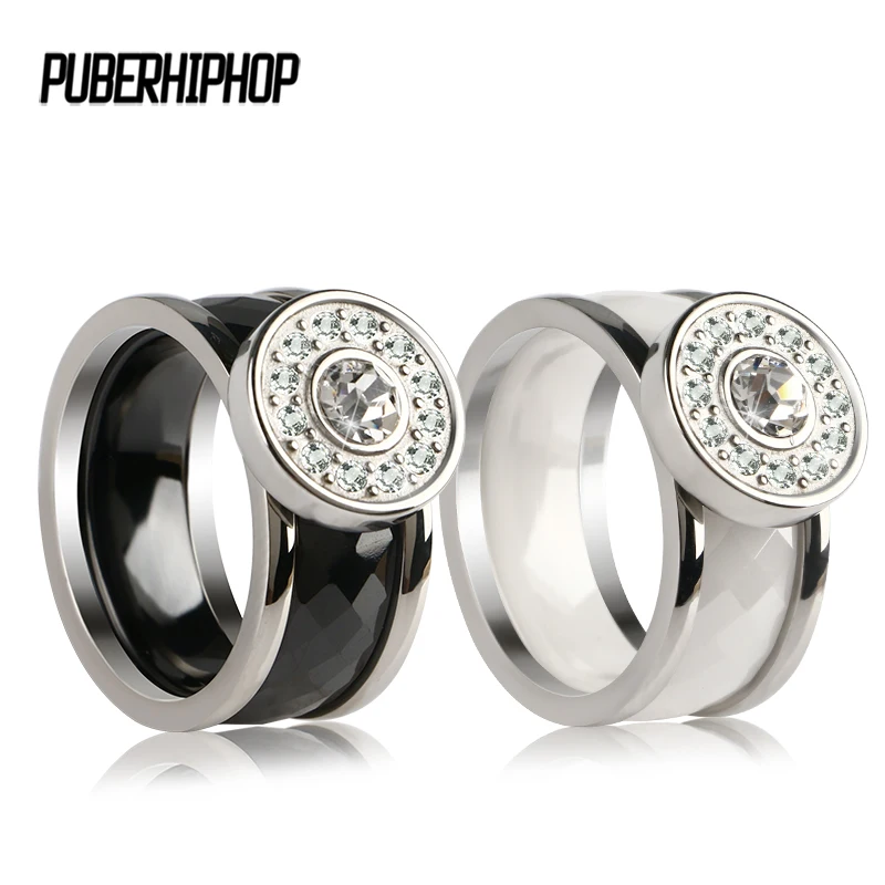 

Fashion Rings Men Big Width Signet Ceramic Rings 316 Titanium Steel Man Finger Silver Color Men Women Ring Jewelry anel New