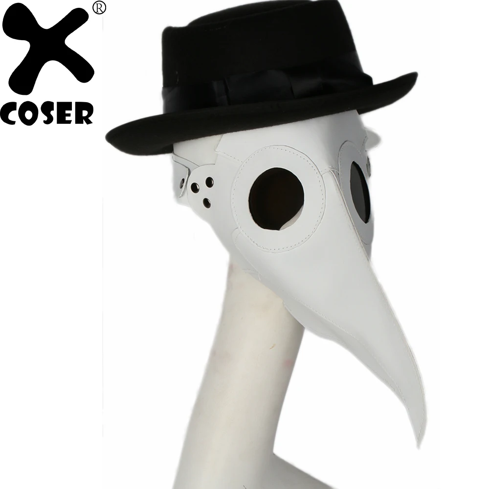 XCOSER чумной доктор Косплей маска длинный Клюв Маска белая искусственная кожа