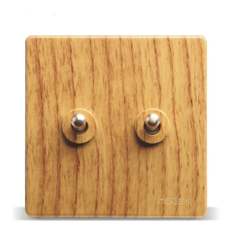 

Luxury Yellow Wood Pattern 86 Wall Switch, 2 Gang 2 Way, AC 110 ~ 250V