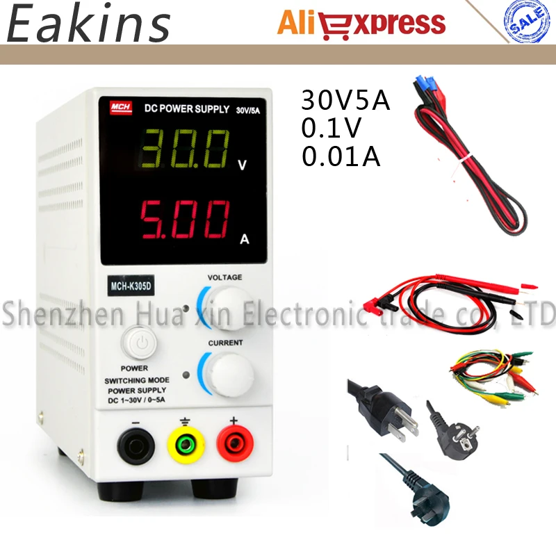 

Adjustable Regulated DC Power Supply MCH-305D High quality Single Channel Mini Switching power supply 30V 5A 0.1V/0.01A