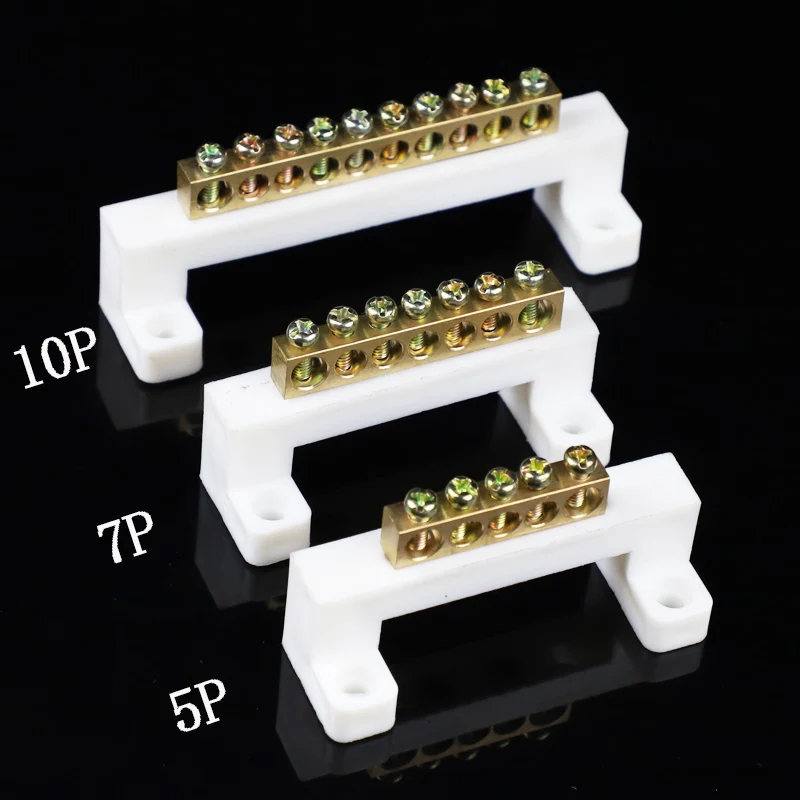

1PCS White Bridge Design Zero Line 5 7 10 Positions Copper Grounding Strip Terminal Block Connector for Distribution cabinet