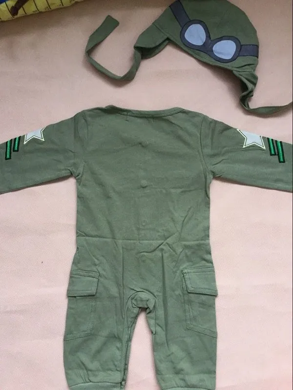 Baby polit suit Long Sleeve Rompers set with Hat Baby Boy Baby Girls Jumpsuit Flight Member Infant Baby Clothing Spring Autumn  (8)