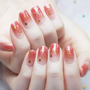 

20Pcs Pink Moon & Star Nail sticker Full waterproof Non-toxic Nail Art Water Decals Nails Transfer Stickers Decoration Tools