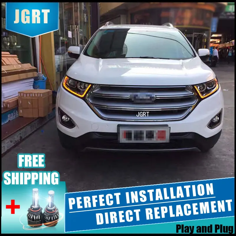 

2PCS LED Headlights For Ford Edge 2015 Car Led Lights Double Xenon Lens Car Accessories Daytime Running Lights Fog Light
