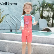 Купальник для девочек купальник из двух частей UPF 50+ UV детский купальный костюм с длинными рукавами