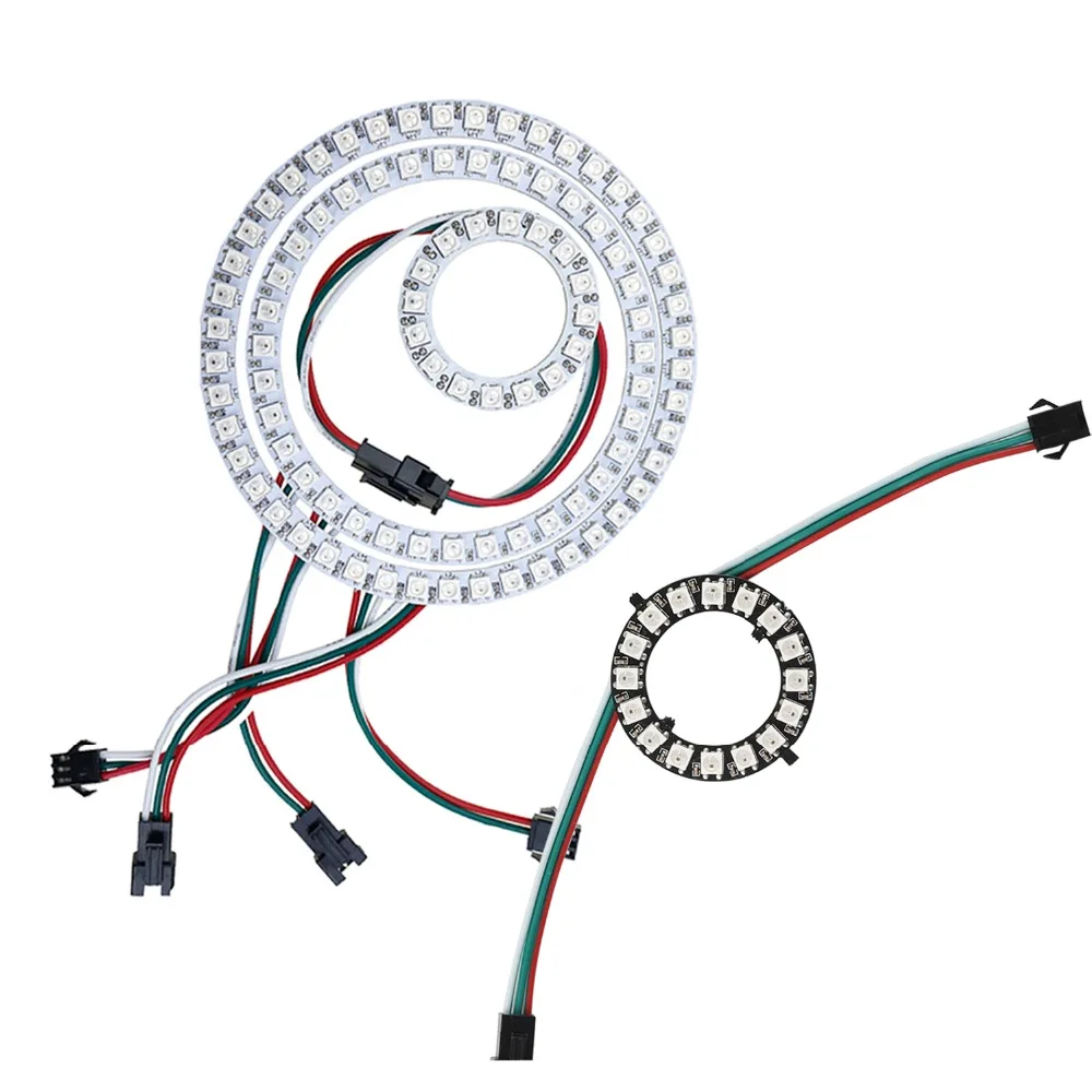 

DC5V WS2812B Ring LED Module Strip Light 6 35 45 Bits LEDs 5050 RGB Individual Addressable Led Pixel White Black PCB JQ