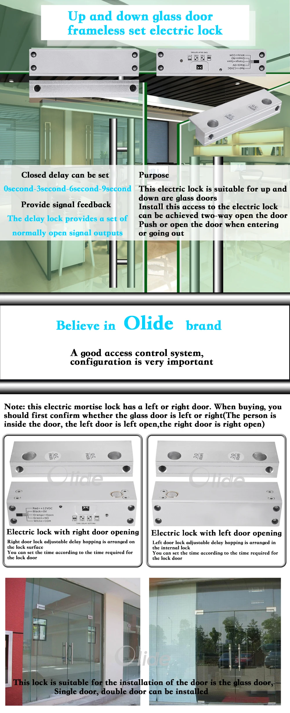 Strongest Frameless Door Glass Door Electric Strike Lock  (1)