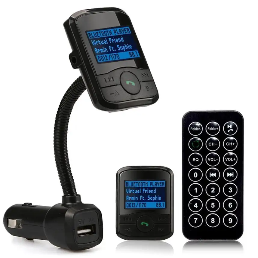

2018 hot sale LCD Car Kit MP3 Bluetooth Player FM Transmitter Modulator SD MMC USB Remote nice