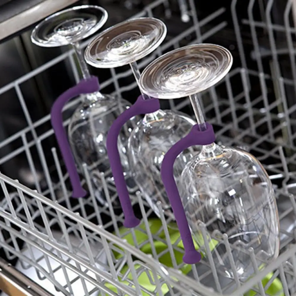 

4Pcs Silicone Adjustable Wine Glass Holder Rod Anti-slip Dishwasher Fixtor Tube