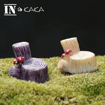 

2pcs mushroom tree stump figures Micro fairy garden miniature/succulents terrarium figurine Decoration potted bonsai ornaments