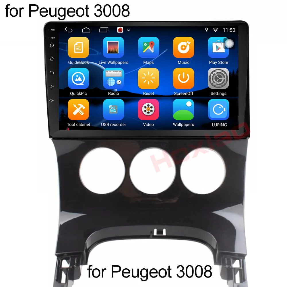 

for Peugeot 3008 Car 2 din radio android OS GPS Navi 4 Core 9" Car Android Multimedia 2din car dvd player