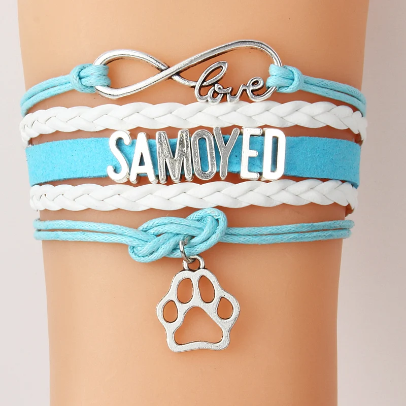 Прямая поставка Infinity Love Samoyed подвеска собачья лапа браслеты ручной работы