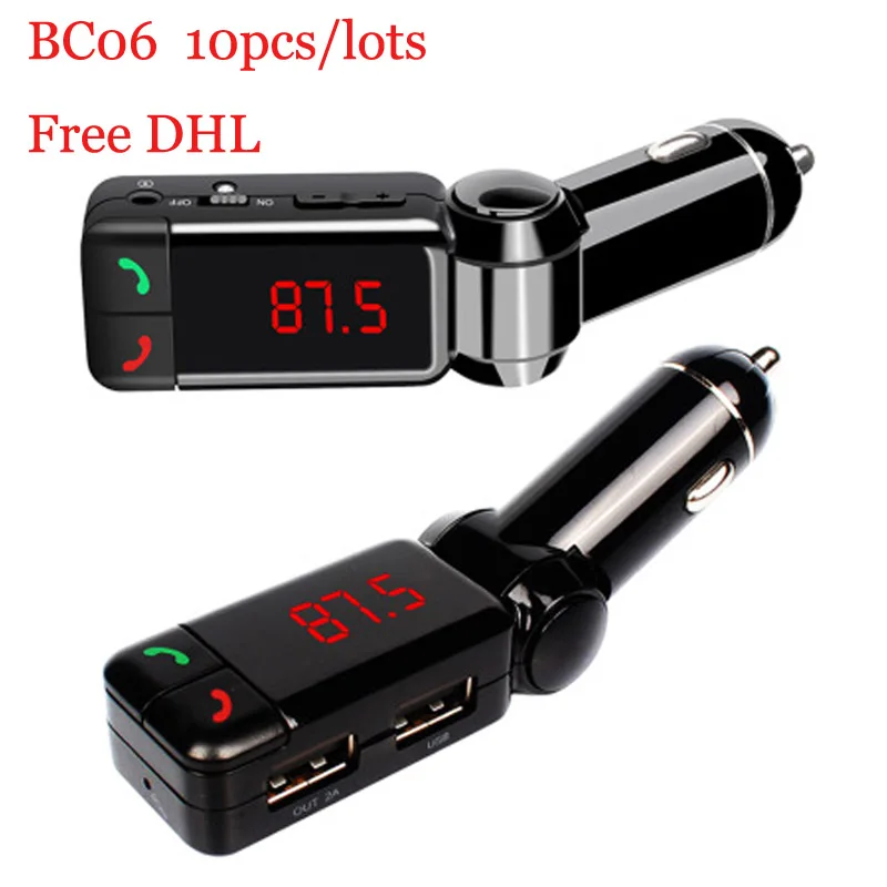 

10pcs Free DHL Car Bluetooth Handsfree Kit Bluetooth Car Charger Kit MP3 Player Dual USB FM Transmitter LED Display