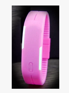 Яркие цвета, мужские женские наручные часы, силиконовый светодиодный браслет для детей, цифровые спортивные водонепроницаемые часы - Цвет: pink