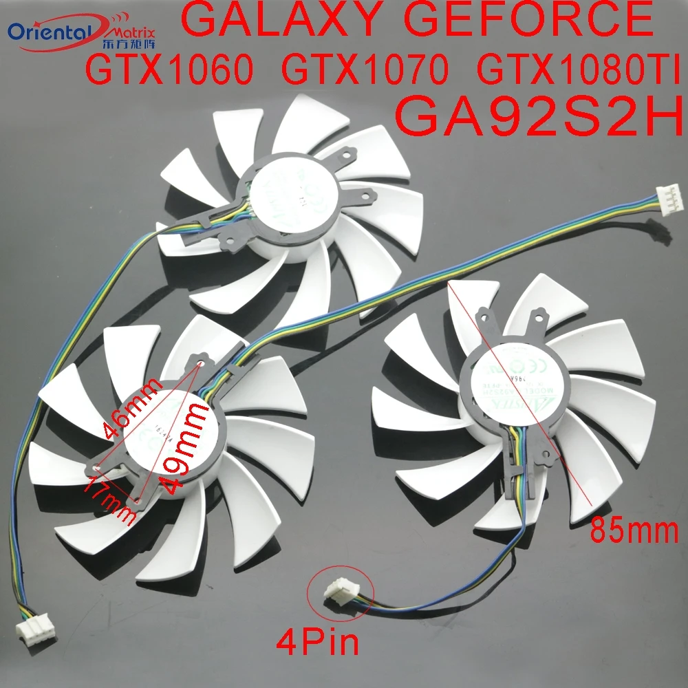 

GA92S2H - PFTE 12V 0.35A 4Pin 85mm VGA Fan For GALAXY GEFORCE GTX1060 GTX1070 GTX1080 TI HOF Graphics Card Cooler Cooling Fan