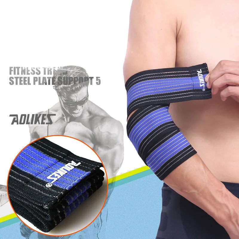 

AOLIKES 7 Colors Elastic Sports Bandage Wrap Wrist Knee Support Brace Band Bandage Elbow Pad Protection Belt 5 Pcs/lots 04-9043