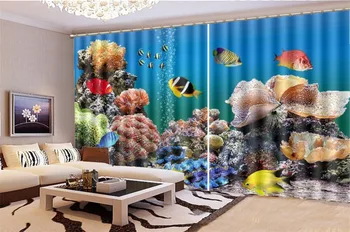 

Wholesale 3d Curtain Beautiful Coral Tropical Fish Beautiful Underwater World 3d Digital Printing HD Practical Beautiful Curtai