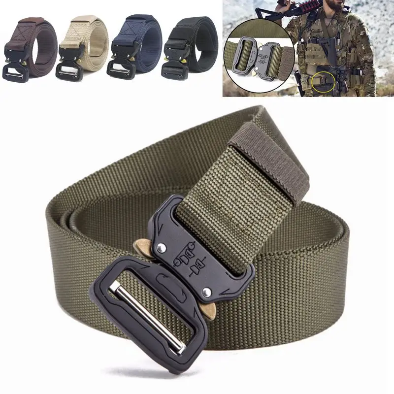 

125CM Tactical Waist Belt Nylon Army Military Combat Belt Buckle Survival Waist Straps Heavy Duty Belt Airsoft Hunting Waistband