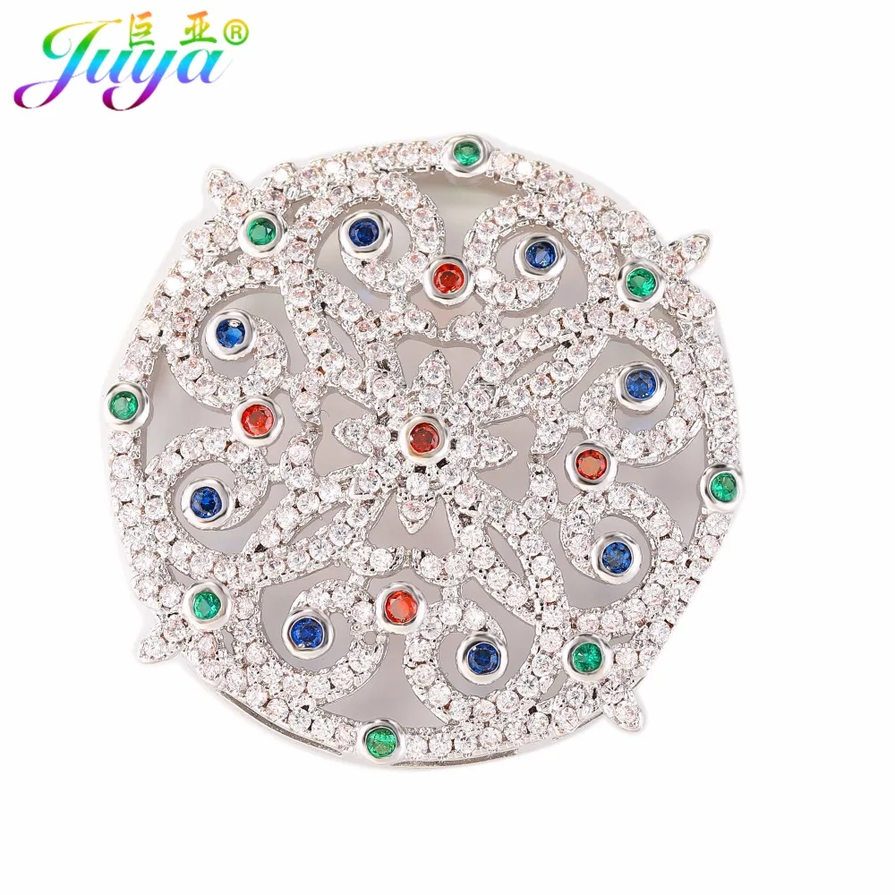 

Juya DIY Jewelry Findings Micro Pave Zircon Flower Connector Pendants Accessories Fit Women Natural Stones Pearls Jewelry Making