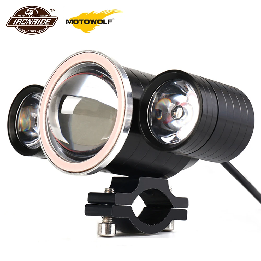 

MOTOWALF 3 Modes Motorcycle Led Strobe Flash Warning Light Waterproof Brake Light Spotlights Moto Headlamp Head light Accessory