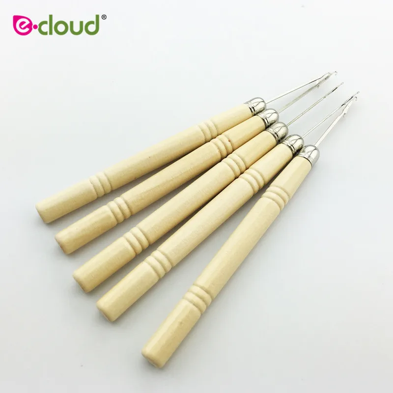 

5Pcs/Lot 14Cm Handle Wig Making Tools Wooden Wig Needle Crochet Hook For Hair Extensions and Hair beads Hair tools