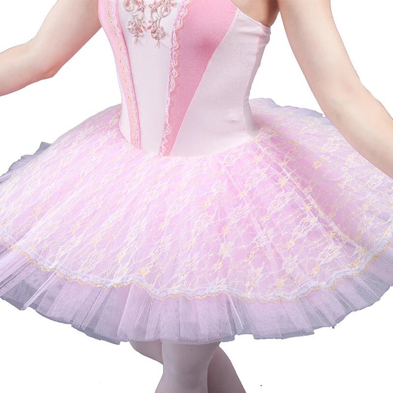Предварительно профессиональная балетная пачка с розовым лиф из спандекса и жесткая Женская юбка из тюля и танцевальные костюмы для девочек платье для выступлений BLL009