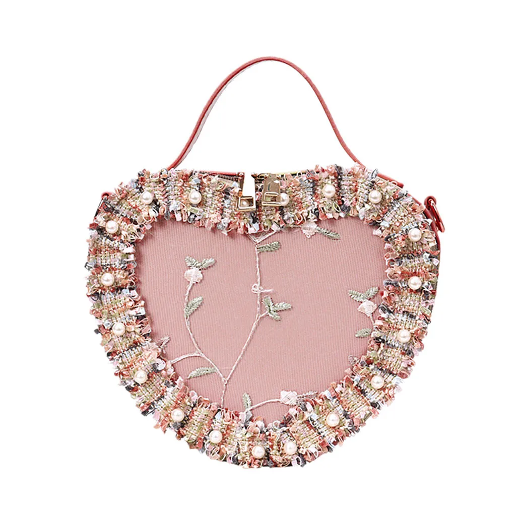 

Women sequin bag New Fashion Lace Pearl Tote Handbag Messenger Crossbody Shoulder Bag for woman chain evening sac Bolsas p